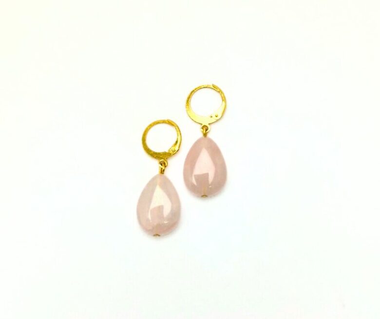 Rozā kvarca auskari mazas lāses
