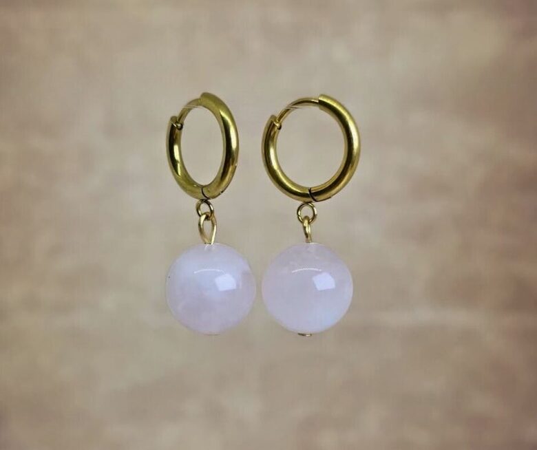 Rozā kvarca auskari