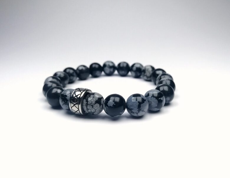 Sniegpārslu obsidiāna rokassprādze - skaidrībai un aizsardzībai