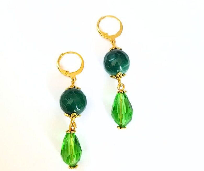 Zaļā ahāta auskari/ garie