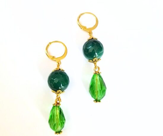 Zaļā ahāta auskari/ garie