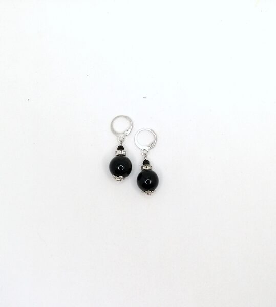 Melnā obsidiāna auskari
